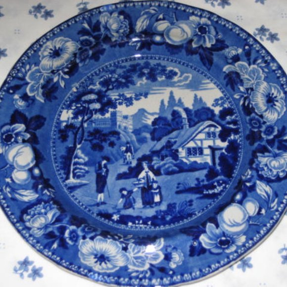 Antique Staffordshire BRITISH VIEWS Henshall Blue Transferware Plate Pastoral - Picture 3 of 7